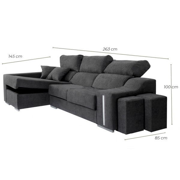 Chaiselongue oscar izquierdas color gris oscuro