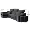 Chaiselongue oscar izquierdas color gris oscuro