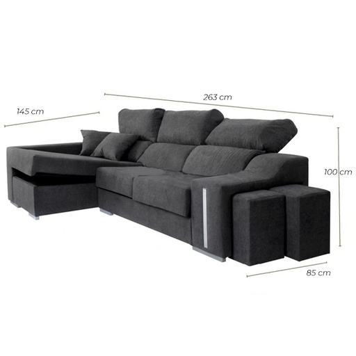 Chaiselongue oscar izquierdas color gris oscuro